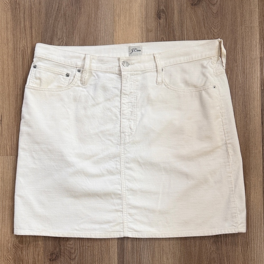 J. Crew Mini Corduroy Skirt in Ivory White Size 32 or XL